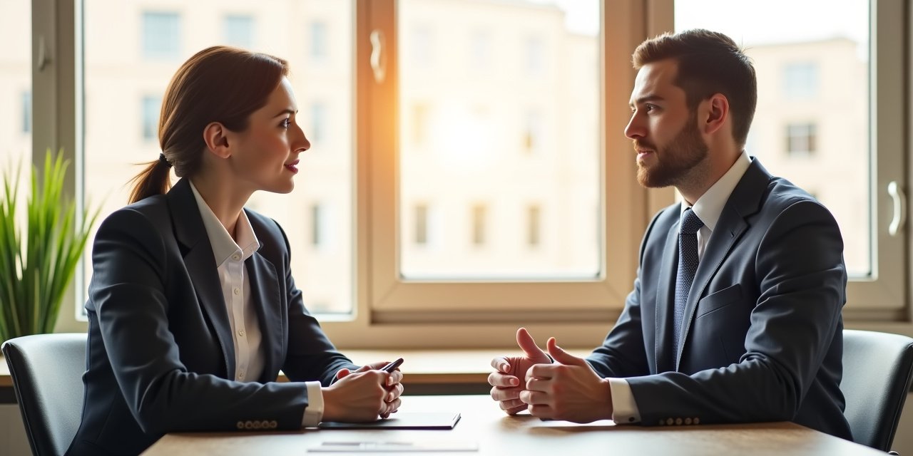 Executive coach and client in professional consultation setting